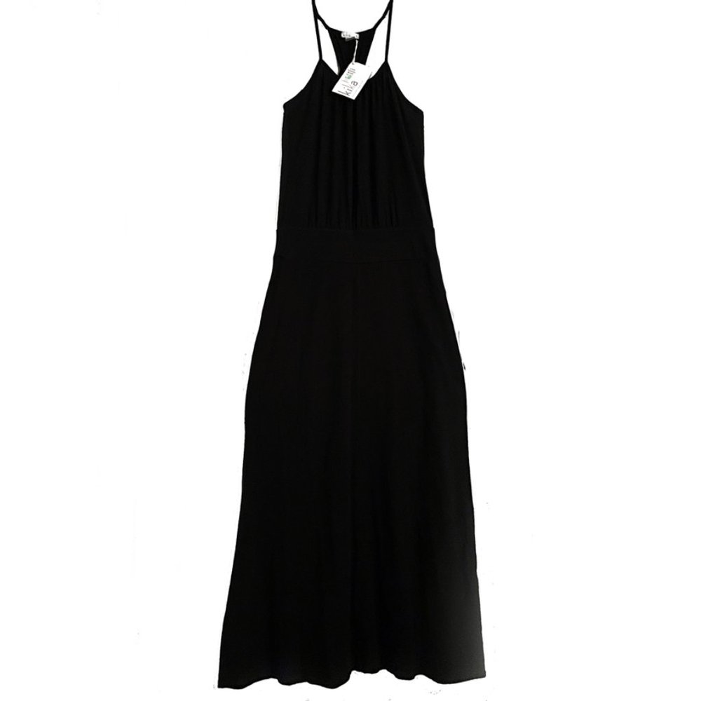 Long black dress, stretchy, soft, nice. Size 0 (fits X) NEW New. Cotton blend